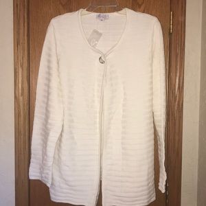 Denim & Co Long Sleeve Rib Cardigan~A220700~Ivory